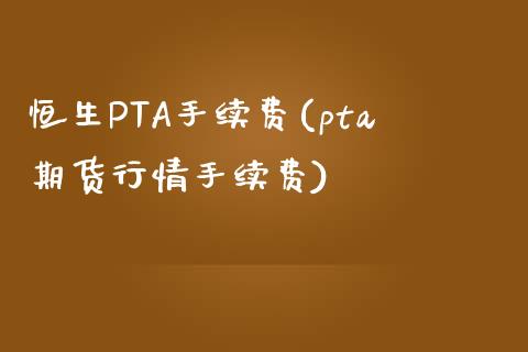 恒生PTA手续费(pta期货行情手续费)_https://www.liaoxian666.com_黄金期货开户_第1张