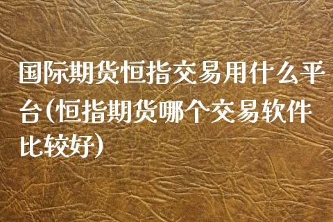 国际期货恒指交易用什么平台(恒指期货哪个交易软件比较好)_https://www.liaoxian666.com_恒指期货开户_第1张