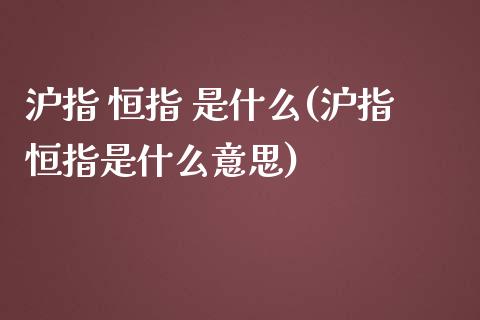 沪指 恒指 是什么(沪指恒指是什么意思)_https://www.liaoxian666.com_黄金期货开户_第1张