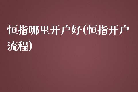 恒指哪里开户好(恒指开户流程)_https://www.liaoxian666.com_国际期货开户_第1张