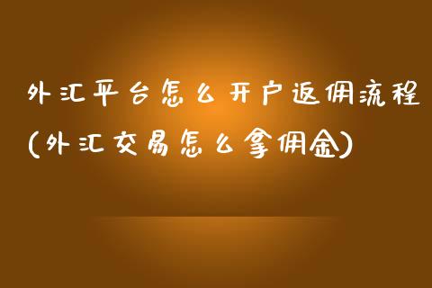 外汇平台怎么开户返佣流程(外汇交易怎么拿佣金)_https://www.liaoxian666.com_股指期货开户_第1张