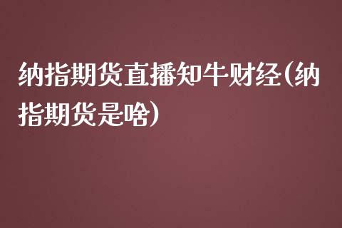 纳指期货直播知牛财经(纳指期货是啥)_https://www.liaoxian666.com_原油期货开户_第1张