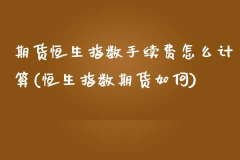 期货恒生指数手续费怎么计算(恒生指数期货如何)_https://www.liaoxian666.com_股指期货开户_第1张