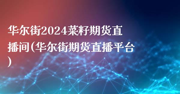 华尔街2024菜籽期货直播间(华尔街期货直播平台)_https://www.liaoxian666.com_股指期货开户_第1张