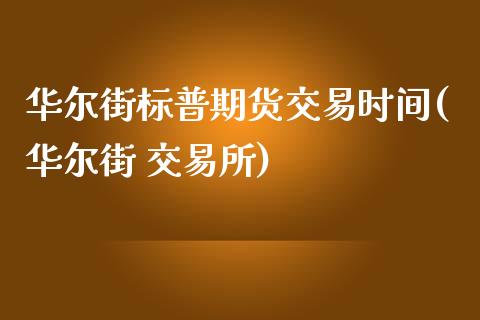 华尔街标普期货交易时间(华尔街 交易所)_https://www.liaoxian666.com_股指期货开户_第1张