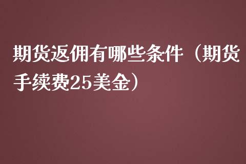 期货返佣有哪些条件（期货手续费25美金）_https://www.liaoxian666.com_黄金期货开户_第1张