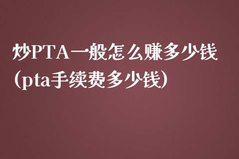 炒PTA一般怎么赚多少钱(pta手续费多少钱)_https://www.liaoxian666.com_期货开户_第1张